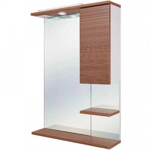 Зеркало со шкафом Onika Элита 60.01 R 206024 с подсветкой Штрокс коричневый Белый МДФ / ЛДСП, стекло