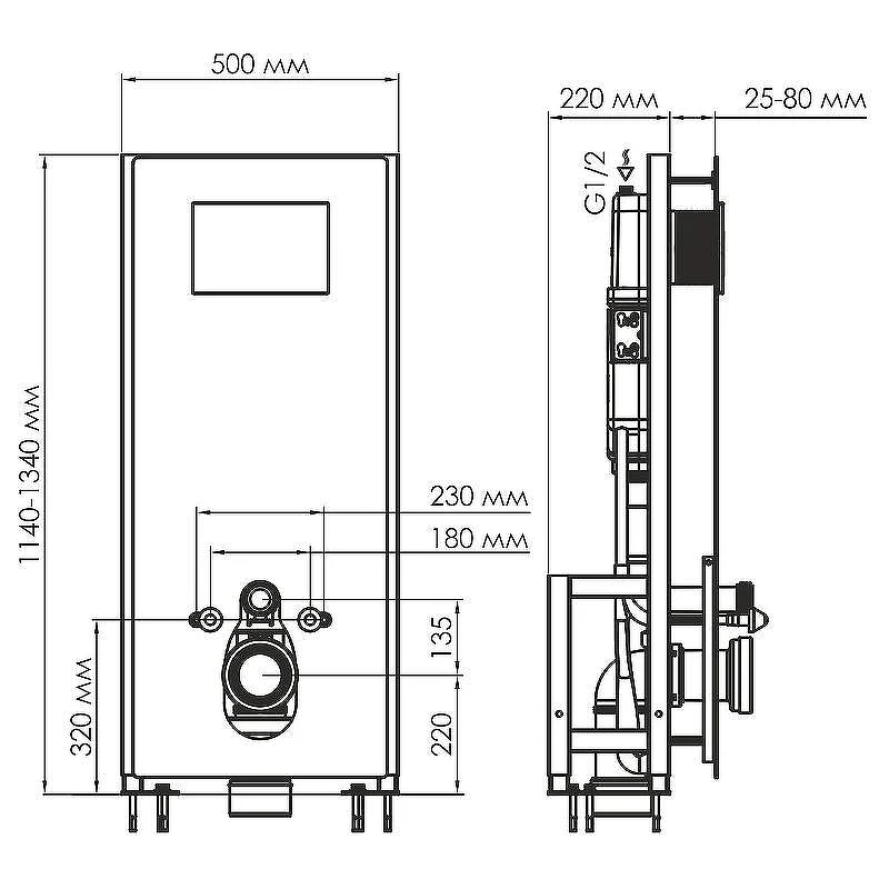 Инсталляция WasserKRAFT Glan 66TLT.010.ME.BL.MG02 для унитаза Черное стекло с клавишей смыва Золото матовое