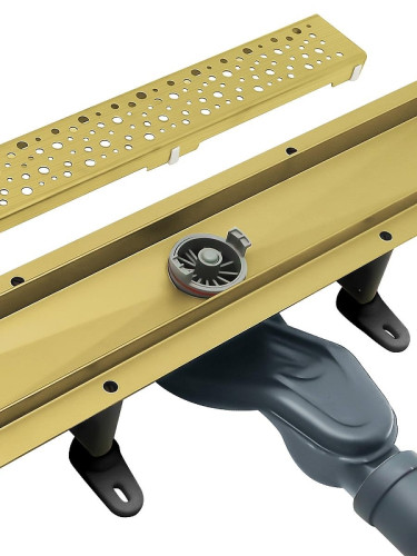 Душевой лоток Cezares Движение (Slider) SLIDER-LD-70-BORO с решеткой цвет Брашированное золото