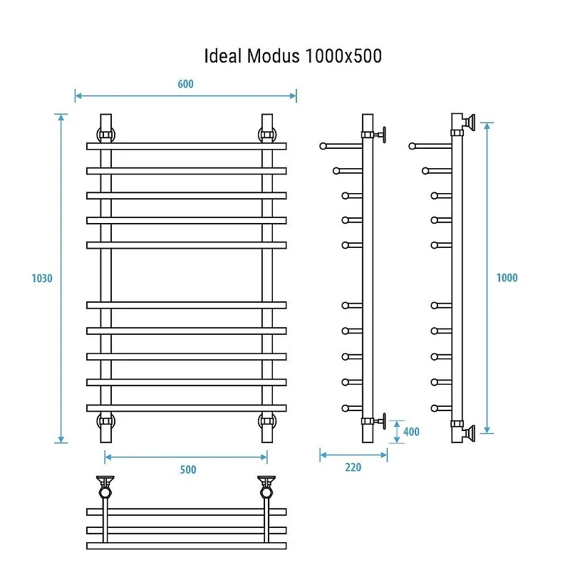 Водяной полотенцесушитель Energy Ideal Modus 1000х600 EWTRIDEAM1005000000 цвет Хром