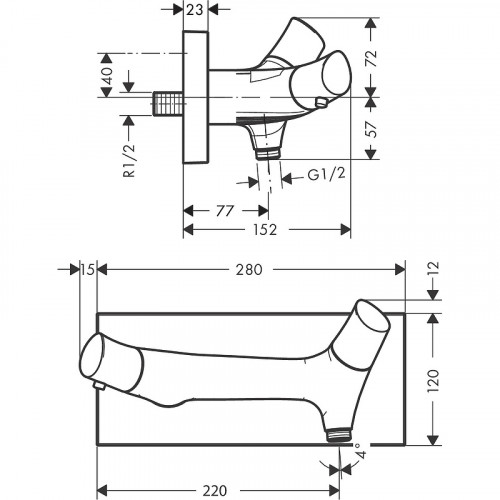 Смеситель для душа Axor Starck Organic 12602000 с термостатом Хром