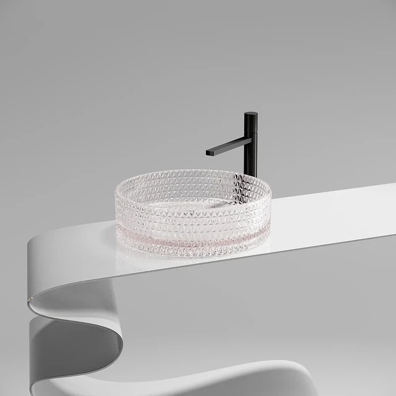 Раковина-чаша Ceramicanova Cristal 36 CN6061 Розовая стекло накладная