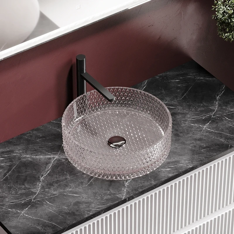 Раковина-чаша Ceramicanova Cristal 36 CN6061 Розовая стекло накладная