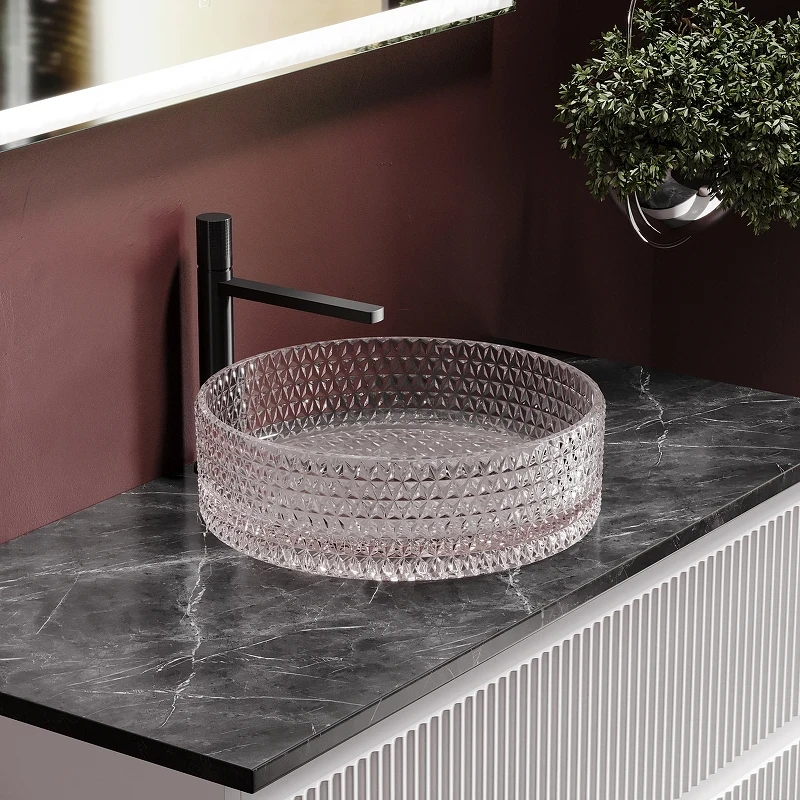 Раковина-чаша Ceramicanova Cristal 36 CN6061 Розовая стекло накладная