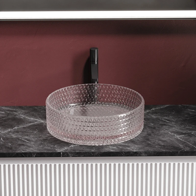 Раковина-чаша Ceramicanova Cristal 36 CN6061 Розовая стекло накладная