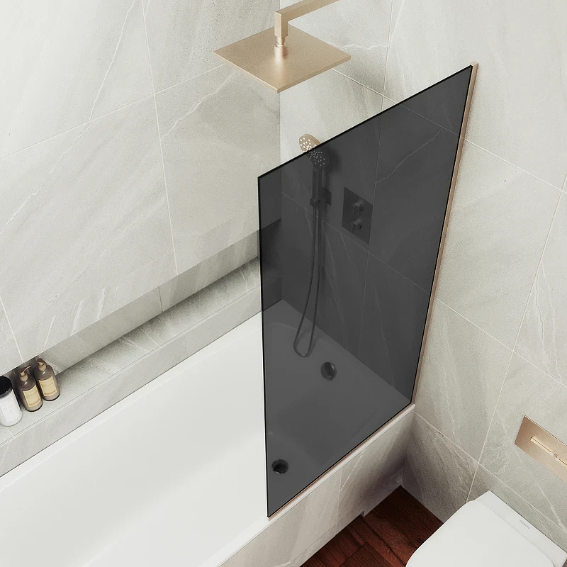 Шторка на ванну Maybah Glass MGV-78-2у 400x1400 в узком профиле Бронза стекло графитовое
