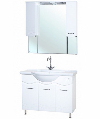 Зеркало со шкафом Bellezza Мари 105 4612918000018 с подсветкой Белое МДФ / ЛДСП, стекло
