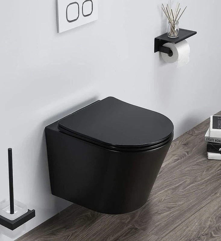 Комплект унитаза CeramaLux B2330-1MB с инсталляцией Grohe Rapid SL 38772001 с сиденьем Микролифт и клавишей смыва Хром фаянс подвесной