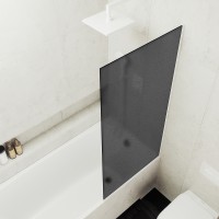Шторка на ванну Maybah Glass MGV-89-1у 900x1400 в узком профиле Белый стекло графитовое матовое