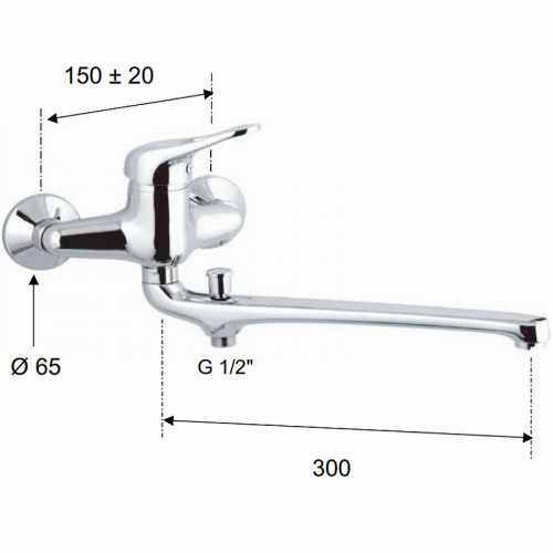Смеситель для ванны Remer Kiss K46 универсальный Хром латунь на стену