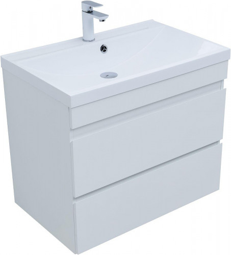 Тумба с раковиной Aquanet Нота New 75 335871 подвесная цвет Белый глянец