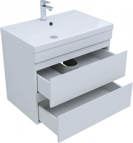 Тумба с раковиной Aquanet Нота New 75 335871 подвесная цвет Белый глянец