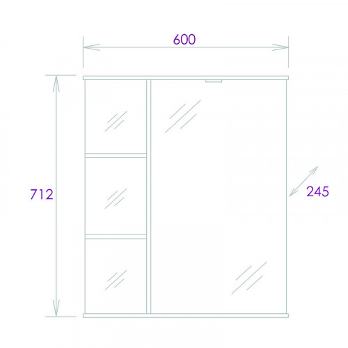 Зеркальный шкаф Onika Карина 60.01 R 206010 с подсветкой Белый МДФ / ЛДСП, стекло
