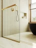 Душевая перегородка Maybah Glass MGD-708-3у 1090x1950 в узком профиле Золото стекло прозрачное