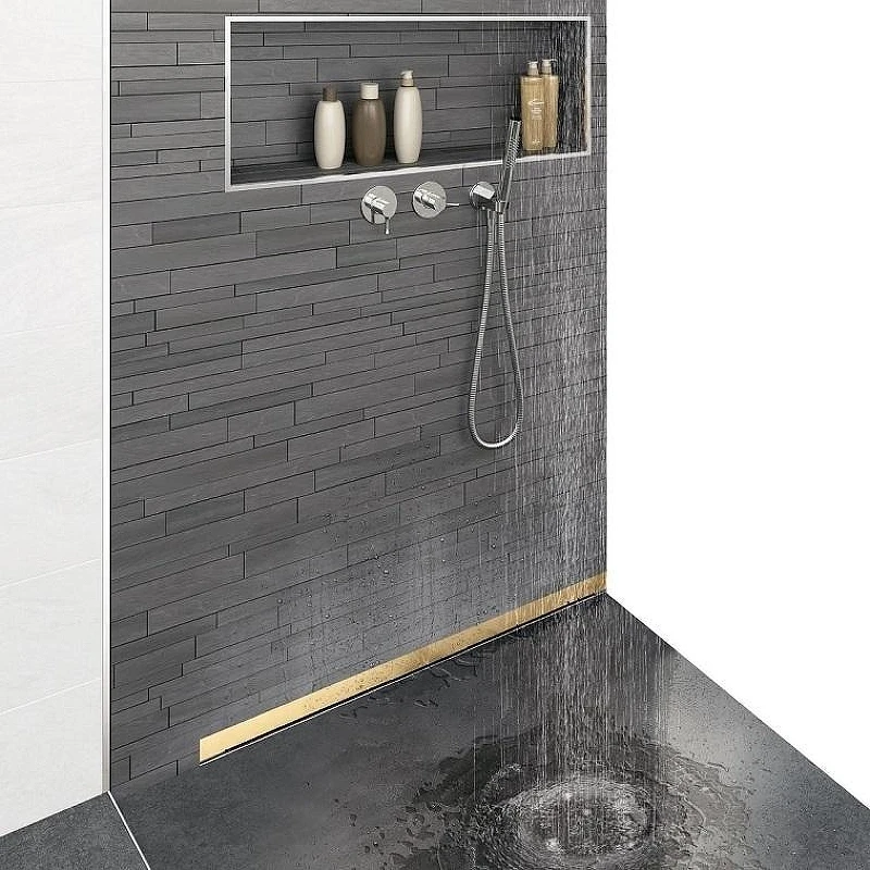 Душевой лоток Berges Wall 600 092156 с решеткой цвет Золото глянец