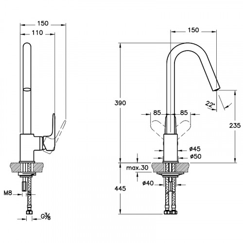 Смеситель для кухни Vitra Root Round A4274236EXP Черный матовый латунь