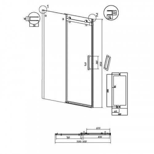 Душевая дверь Grossman Classic 160 100.K33.04.160.21.00 профиль Черный матовый стекло прозрачное