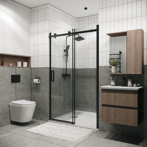 Душевая дверь Grossman Classic 160 100.K33.04.160.21.00 профиль Черный матовый стекло прозрачное