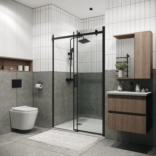 Душевая дверь Grossman Classic 160 100.K33.04.160.21.00 профиль Черный матовый стекло прозрачное