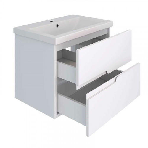 Тумба под раковину Runo Стокгольм 60 00-00001123 подвесная Белая МДФ / ЛДСП