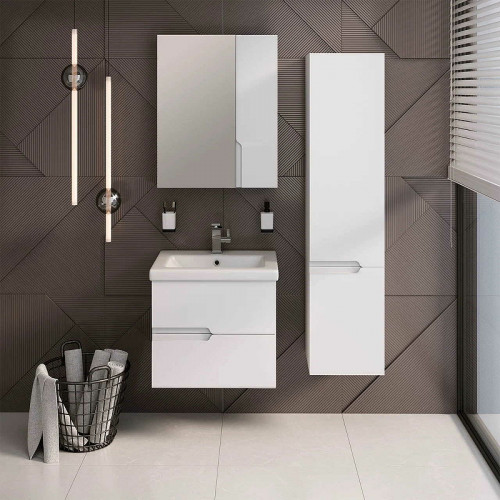 Тумба под раковину Runo Стокгольм 60 00-00001123 подвесная Белая МДФ / ЛДСП