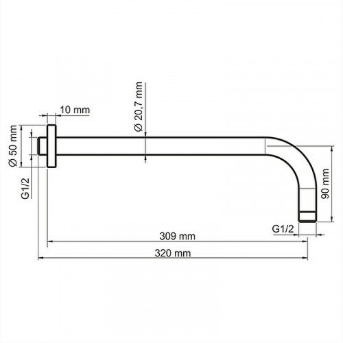 Кронштейн для верхнего душа WasserKRAFT A079 Черный матовый латунь на стену