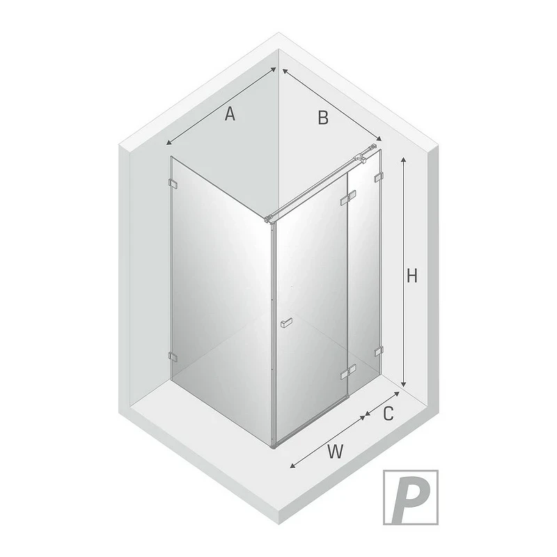 Душевой уголок New Trendy Avexa Gold 120х110 R EXK-1773 профиль Брашированное золото стекло прозрачное