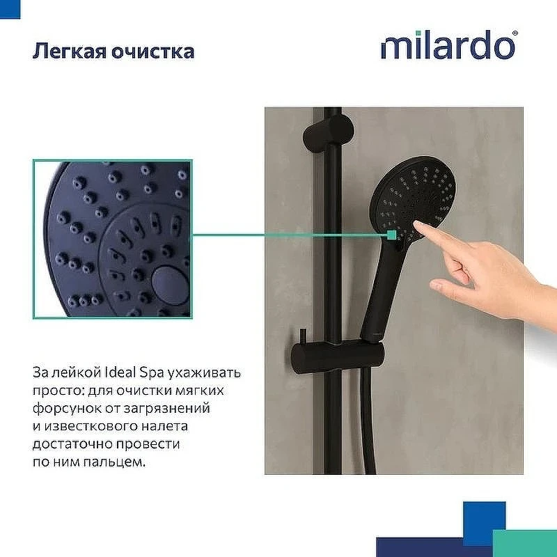 Ручной душ Milardo Ideal Spa 5F ILS5FBRM18 Черный матовый