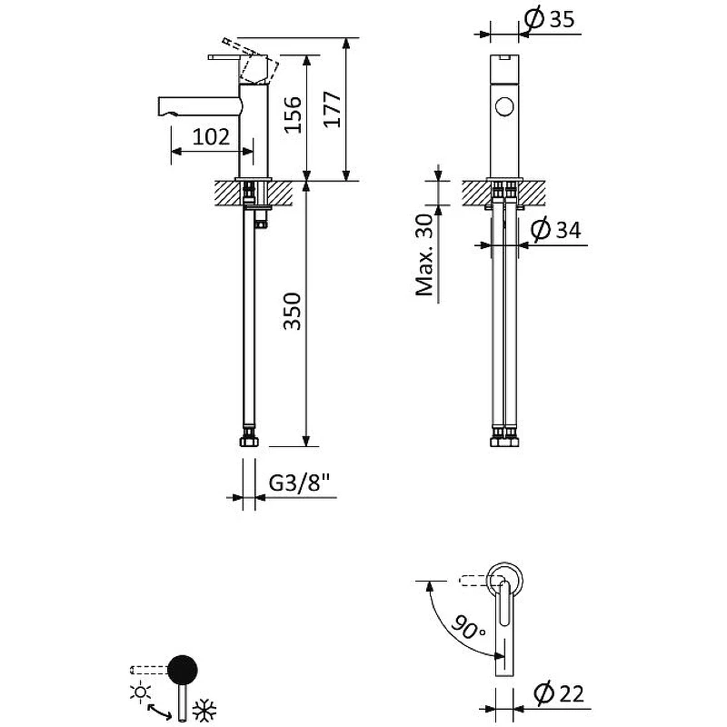 Смеситель для раковины Cezares Leaf LEAF-LSM1-SR