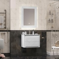 Зеркало Opadiris Луиджи 70 00-00006551 с подсветкой Белое матовое с бесконтактным выключателем и подогревом МДФ / ЛДСП, стекло