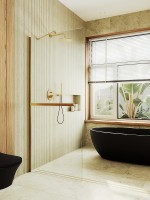 Душевая перегородка Maybah Glass MGD-726-3ш 790x1950 в широком профиле Золото стекло прозрачное