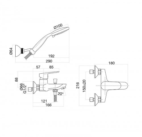 Смеситель для ванны Fiore Kevon Chic 81OX8150 цвет Хром Оранжевый