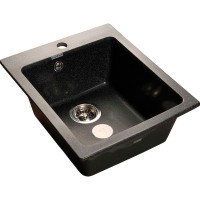 Кухонная мойка GranFest Practic GF-P505 Черная искусственный камень (литьевой мрамор) встраиваемый