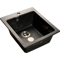 Кухонная мойка GranFest Practic GF-P505 Черная искусственный камень (литьевой мрамор) встраиваемый