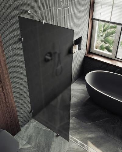 Душевая перегородка Maybah Glass MGD-272-4 890x1950 коннектор стена-стекло Хром глянцевый стекло графитовое матовое