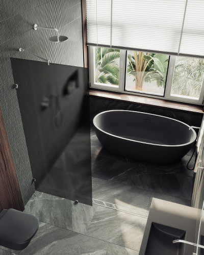 Душевая перегородка Maybah Glass MGD-272-4 890x1950 коннектор стена-стекло Хром глянцевый стекло графитовое матовое