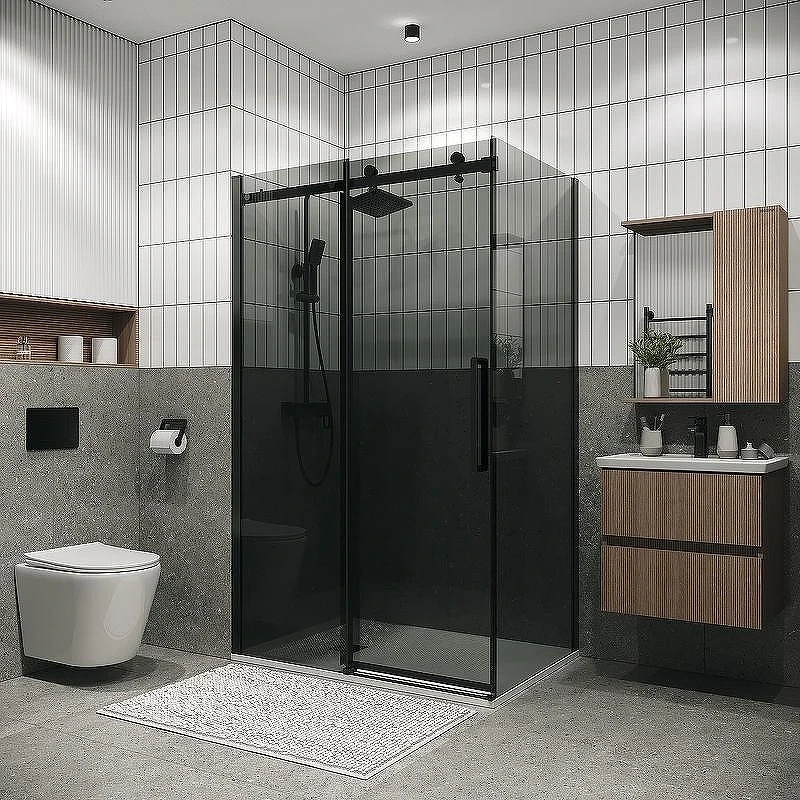 Душевой уголок Grossman Classic 130х70 120.K33.04.1370.21.10 профиль Черный матовый стекло тонированное
