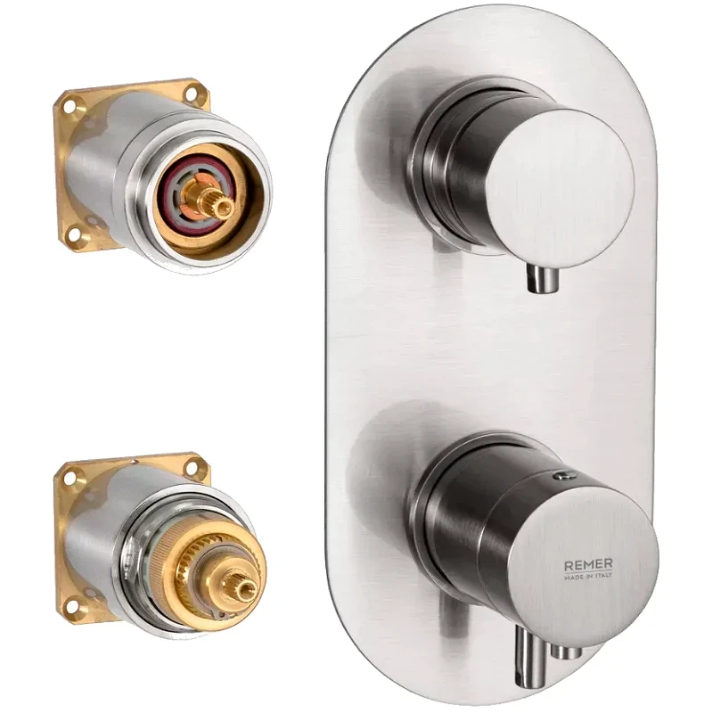 Смеситель для душа Remer Minimal Thermo NT92KBXV с термостатом Сталь латунь встраиваемый