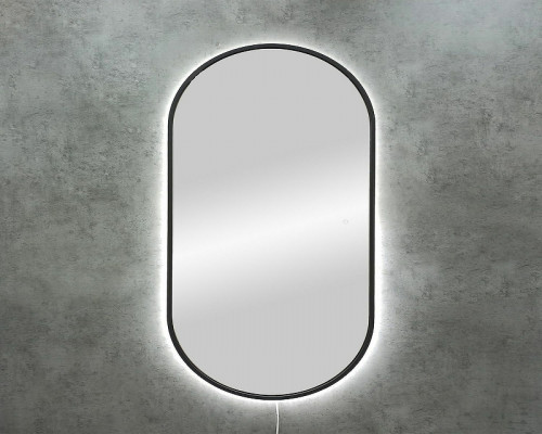 Зеркало Art&Max Bari AM-Bar-700-1100-DS-F с подсветкой с сенсорным выключателем Графит матовый МДФ / ЛДСП, стекло