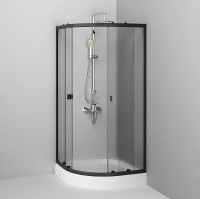 Душевой уголок AM.PM X-Joy Twin Slide 80х80 W88E-205-080BT64 профиль Черный матовый стекло прозрачное