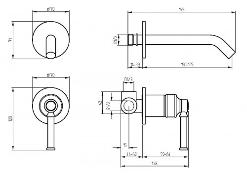 Смеситель для раковины Migliore Ermitage Mini 30849 Черный матовый латунь встраиваемый