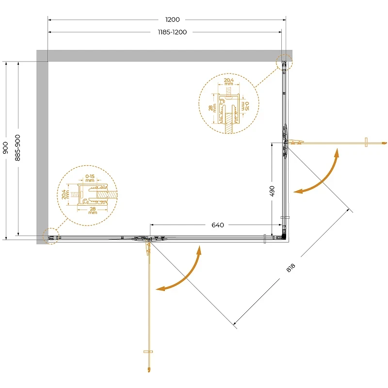 Душевой уголок Cezares Liner 120x90 L LINER-AH-2-120/90-C-Cr-L профиль Хром стекло прозрачное