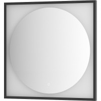 Зеркало Defesto Eclipce 80х80 DF 2233S с подсветкой 18W-3000К/в багетной раме/Сенсорный выключатель/Теплый белый свет/Черная рама