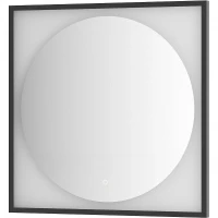 Зеркало Defesto Eclipce 80х80 DF 2233S с подсветкой 18W-3000К/в багетной раме/Сенсорный выключатель/Теплый белый свет/Черная рама