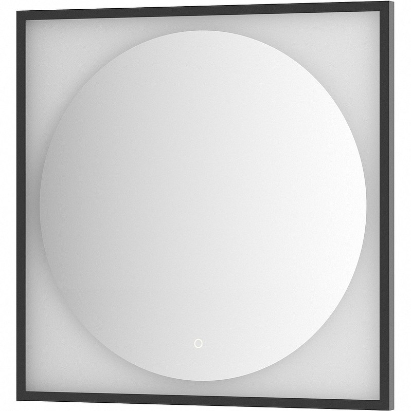 Зеркало Defesto Eclipce 80х80 DF 2233S с подсветкой 18W-3000К/в багетной раме/Сенсорный выключатель/Теплый белый свет/Черная рама