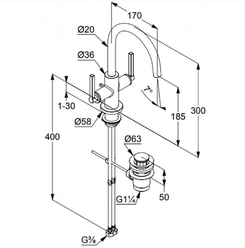 Смеситель для раковины Kludi Nova Fonte 201180515 Хром латунь