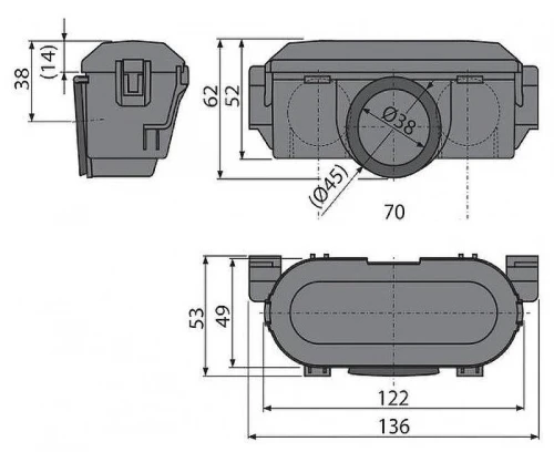 Гидрозатвор Alcaplast P065-ND для душевого лотка комбинированный Черный