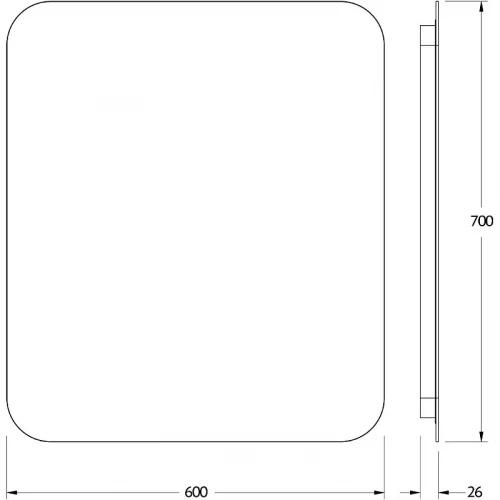 Зеркало Defesto Opti 60x70 DF 2816 с подсветкой 23W-3000К/Без выключателя/Теплый белый свет