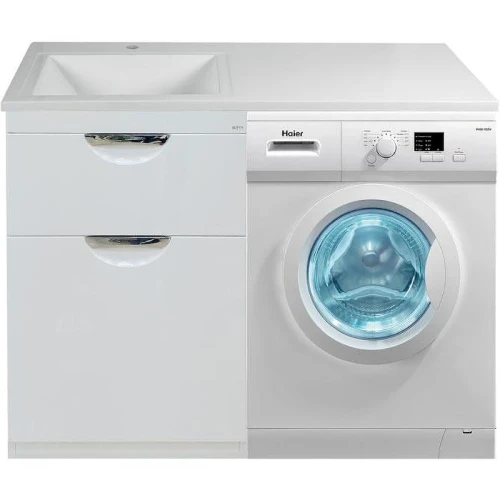 Тумба с раковиной Misty Куба 120 L УТ000005574 с бельевой корзиной Белая
