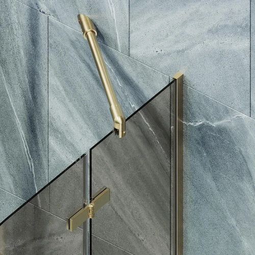 Шторка для ванны Maybah Glass MGV-657-3 690х1400 поворотная с добором Золото стекло бронзовое